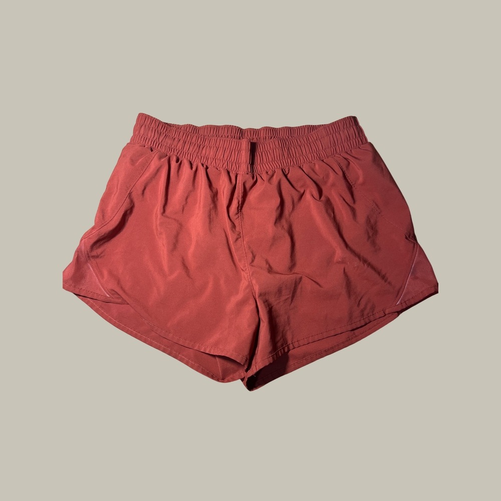 All in Motion Womens Rust Red Running Shorts Medium Zipper Pocket Athletic Liner